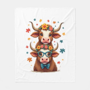 Cobertor De Velo Trio de Vaca Highland Vintage Autismo Espiando Vac