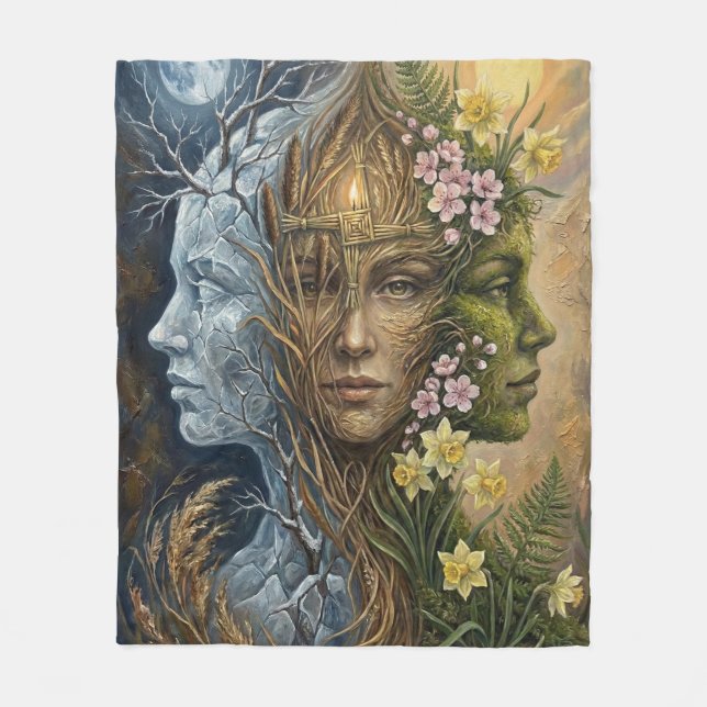 Cobertor De Velo Triple Goddess Winter to Spring Imbolc Fantasy Art (Frente)