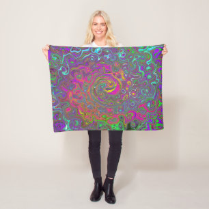 Cobertor De Velo Trippy Hot Pink Abstrato Retro Liquid Swirl