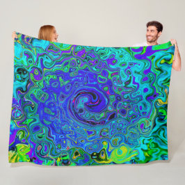 Cobertor De Velo Trippy Violet Blue Abstrato Retro Liquid Swirl