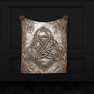 Cobertor De Velo Triquetra Trinity Knot Sepia Faux Tin Metálico