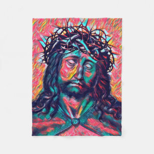 Cobertor De Velo Triste Cristo de Jesus Rosto Coroa Coroa Abstrato