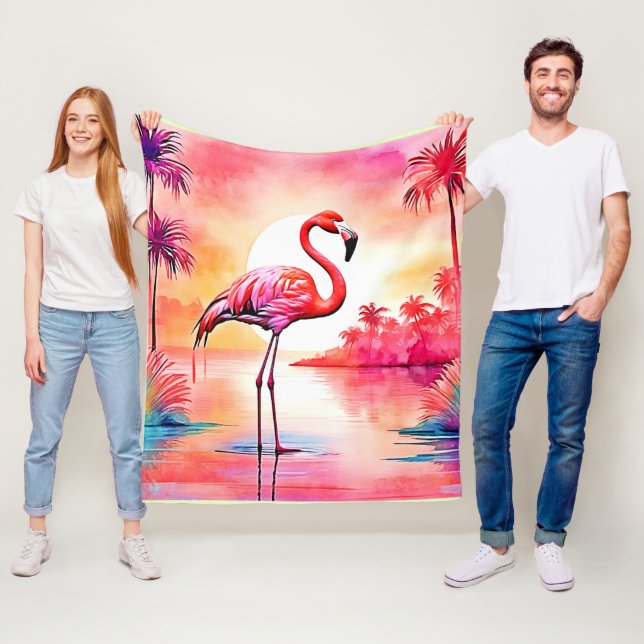 Cobertor De Velo Tropical Flamingo Art (In Situ)