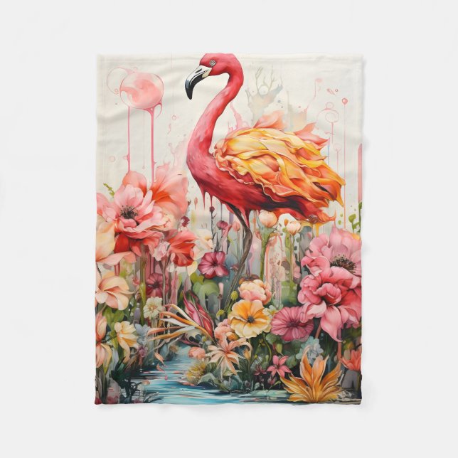 Cobertor De Velo Tropical Flamingo Fantasy Paradise Bloom (Frente)