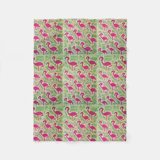 Cobertor De Velo Tropical Flamingo Fleece Blanket (Frente)