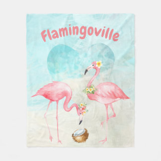 Cobertor De Velo Tropical Flamingo Fleece Blanket