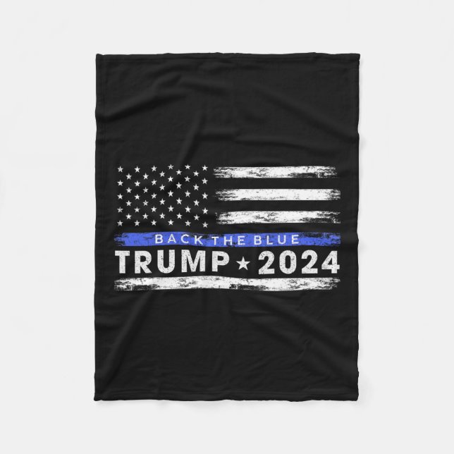 Cobertor De Velo Trump 2024 Back The Blue Thin Blue Line American (Frente)