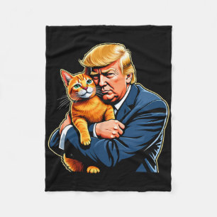 Cobertor De Velo Trump Abraçando Gato Laranja Engraçado Meme da Ele