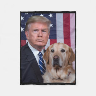 Cobertor De Velo Trump Divertido E Cachorro Retriever Dourado Bande