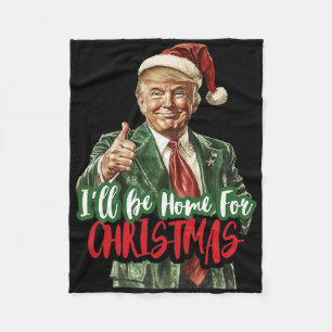 Cobertor De Velo Trump Estarei em Casa no Natal Humorístico Trump C