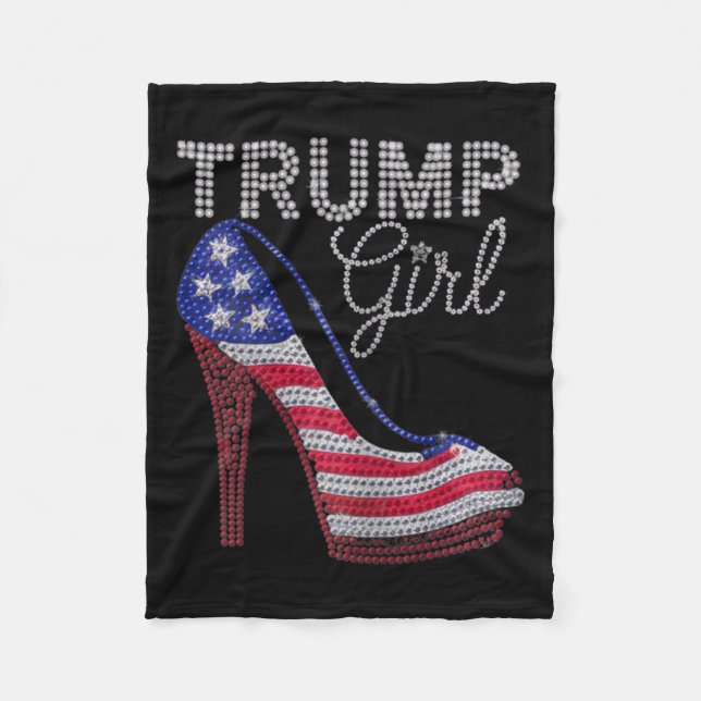 Cobertor De Velo Trump Girl Stilettos High Heel American Flag Bling (Frente)