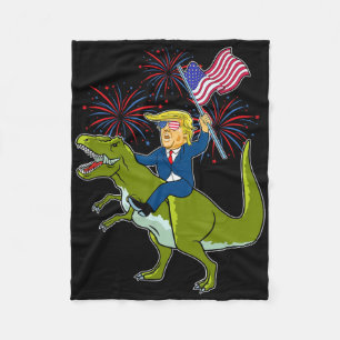 Cobertor De Velo Trump Montando Um Dinossauro Trex Patriótico 4 de