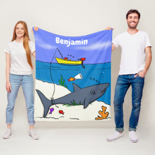 Cobertor De Velo Tubarão-cama engraçado e desenho animado