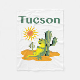 Cobertor De Velo Tucson Arizona Lizard sob Saguaro