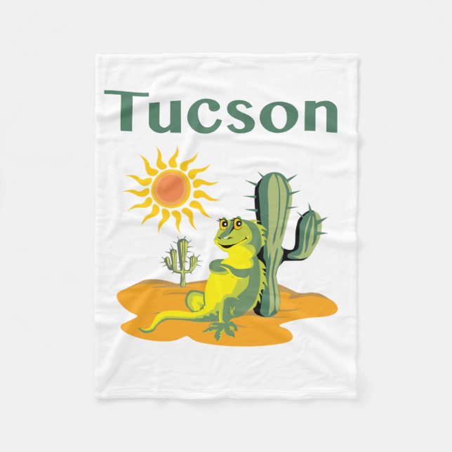 Cobertor De Velo Tucson Arizona Lizard sob Saguaro (Frente)