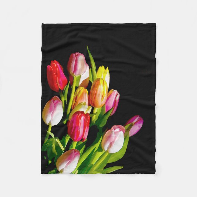Cobertor De Velo Tulip Painting - Arte Flor Original (Frente)