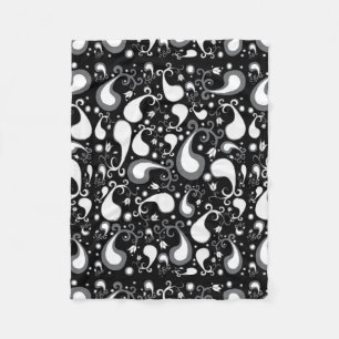 Cobertor De Velo Tulip Paisley Floral abstrato preto e branco