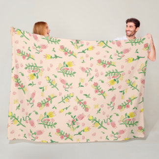 Cobertor De Velo Tulipa de Aquarela Grande em Branco