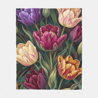 Cobertor De Velo Tulipas Coloridas Pintura Floral