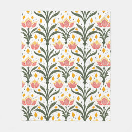 Cobertor De Velo Tulipas cor-de-rosa com padrão verde