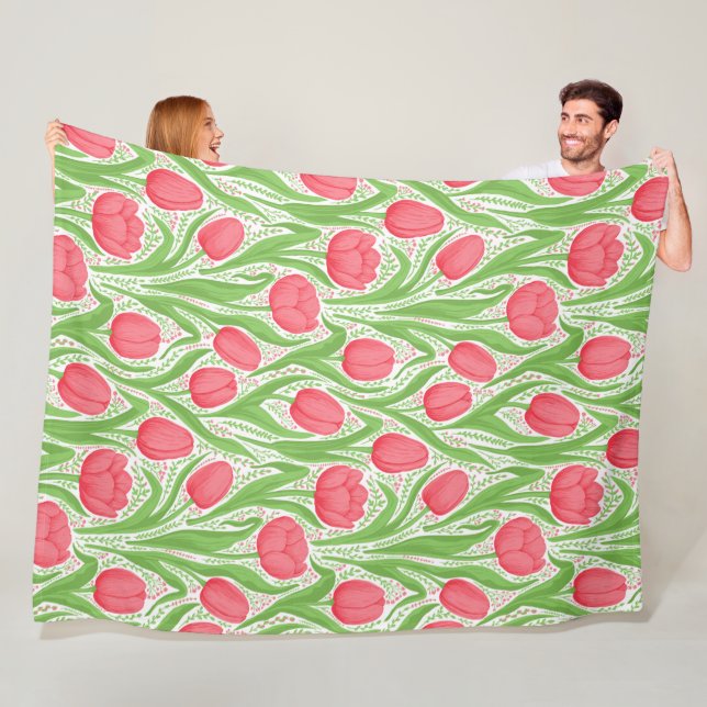 Cobertor De Velo Tulipas em vermelho e verde (In Situ)