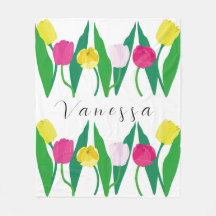 Tulipas Rosa Amarelo Roxo Verde Moderno Personaliz