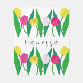 Cobertor De Velo Tulipas Rosa Amarelo Roxo Verde Moderno Personaliz