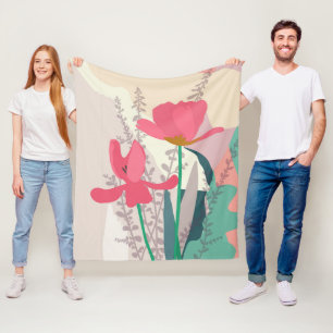 Cobertor De Velo Tulipas Rosa Blocos de Cor Moderna Artística