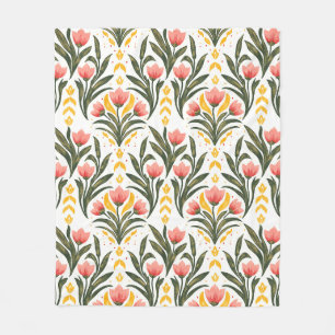 Cobertor De Velo Tulipas rosa e verde