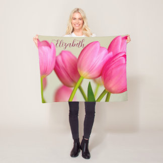 Cobertor De Velo Tulipas Rosa Personalizar