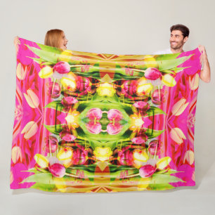 Cobertor De Velo TULIPS - Tulipas coloridas da arte fractal -
