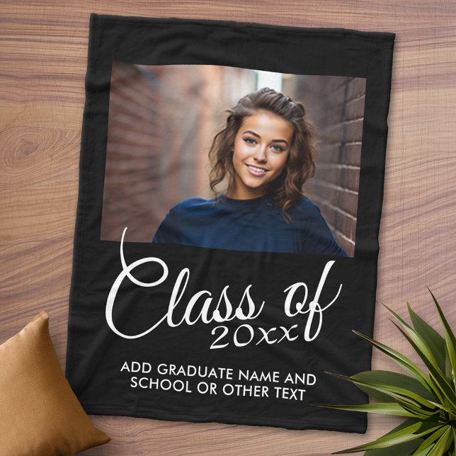 Cobertor De Velo Turma de com Ano Personalizado e Ensino Médio (Personalized Fleece Blanket - Add Photos and Text or Customize completely in advanced design area)