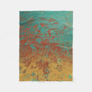 Cobertor De Velo Turquesa de Cobre Textura Marrom Azul Laranja 