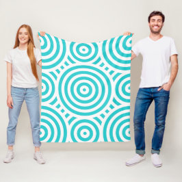 Cobertor De Velo Turquesa e Padrão Circular Aninhado Branco