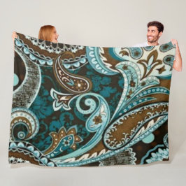 Cobertor De Velo Turquoise Brown Vintage Paisley