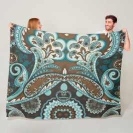 Cobertor De Velo Turquoise Brown Vintage Paisley 3