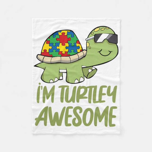 Cobertor De Velo Turtle Incrível Autismo Quebra-cabeça (Frente)