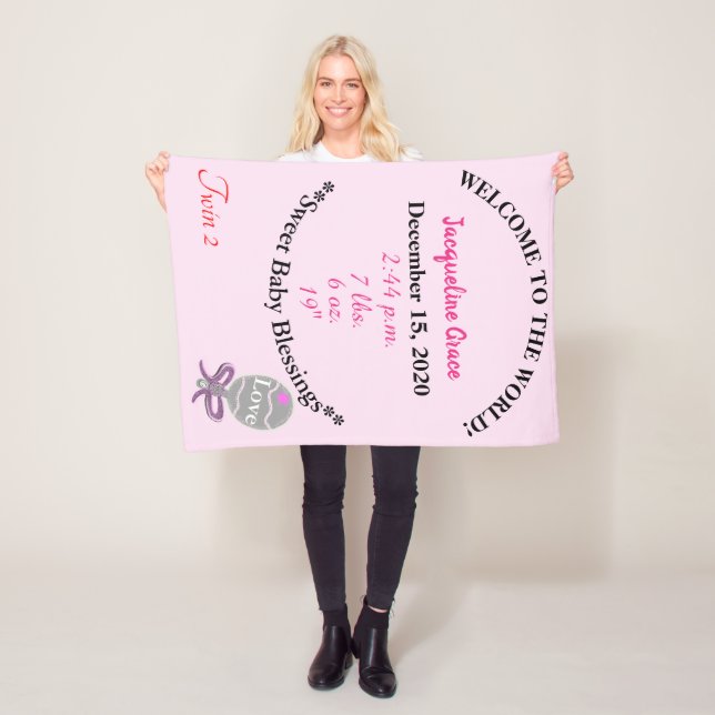 Cobertor De Velo Twin Baby Girl White Stats Rosa (In Situ)