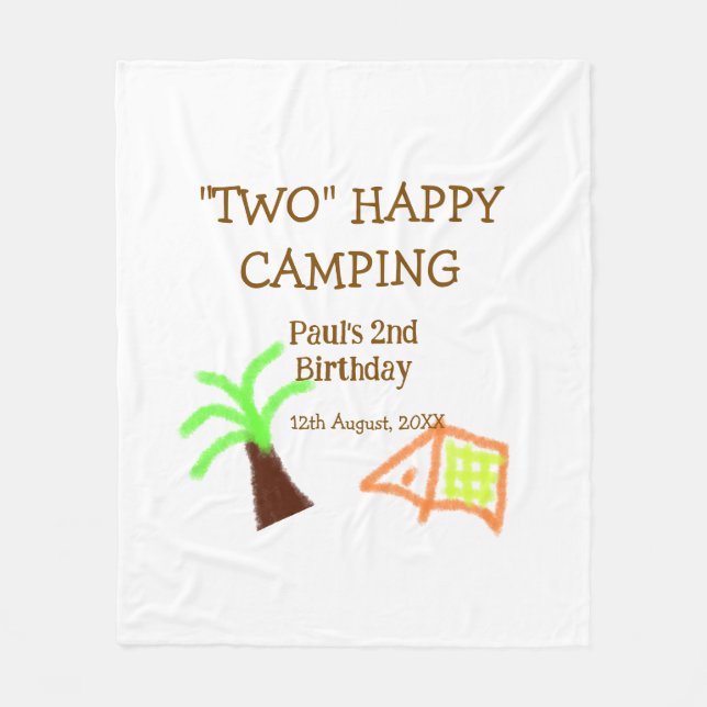 Cobertor De Velo Two happy camping 2nd birthday tree camp kids (Frente)