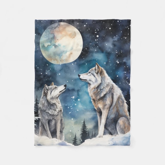 Cobertor De Velo Two Wolves in Winter (Frente)