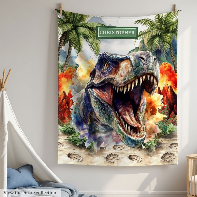 Cobertor De Velo Tyrannosaurus Dinossaur Dinossaur Blanket Irritado (Angry Tyrannosaurus Dinosaur Blanket Personalized Boys)