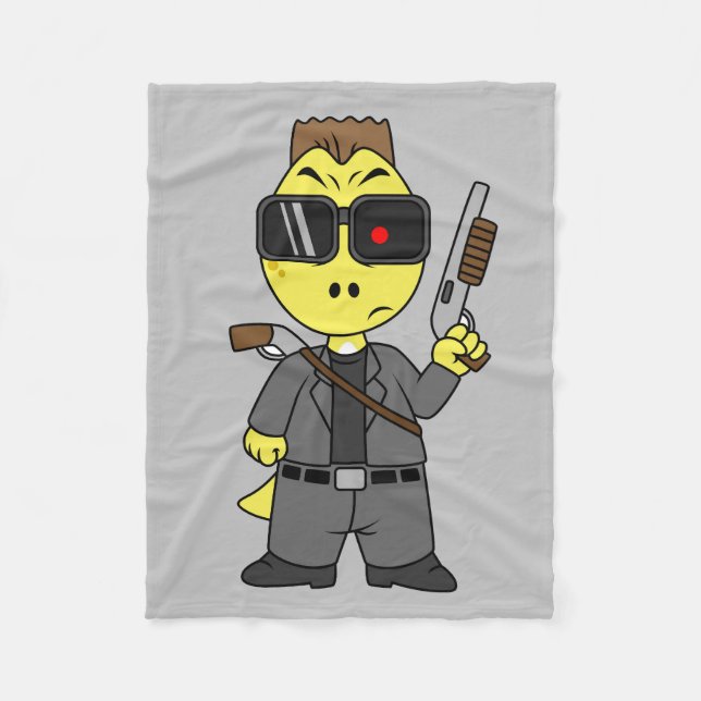 Cobertor De Velo Tyrannosaurus Rex Vestido Como Terminador. (Frente)