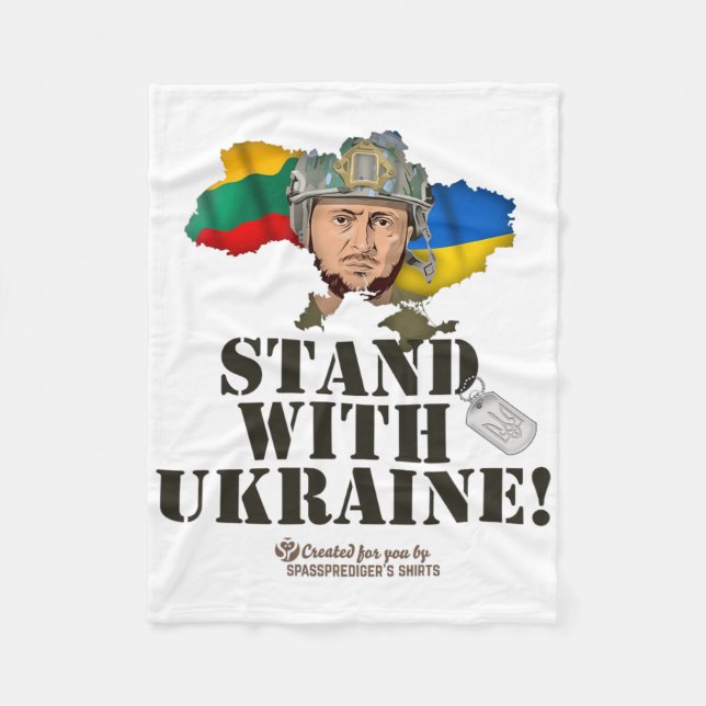 Cobertor De Velo Ucrânia Lituânia Bandeiras Zelensky Fica Com Ucrân (Frente)