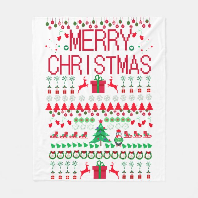 Cobertor De Velo Ugly Christmas Sweater Pattern Super Soft (Frente)