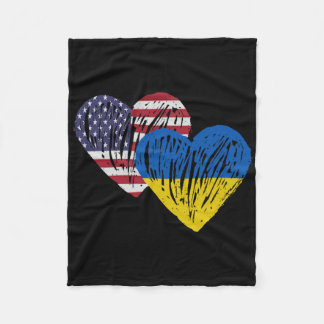 Cobertor De Velo Ukraine American Flag Love Heart