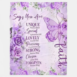 Cobertor De Velo Ultra-Soft Lavender Floral Faith Butterfly Design 