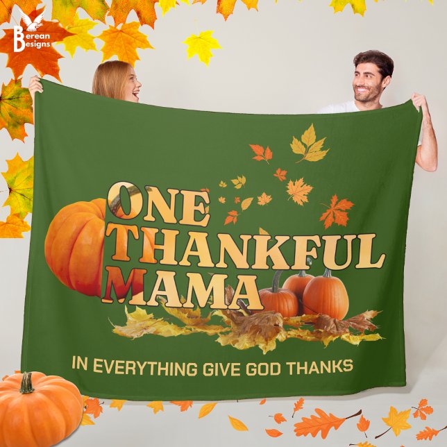 Cobertor De Velo UM AGRADECIMENTO À MÃE, MÃE Christian, Ação de Gra (Cozy ONE THANKFUL MAMA Thanksgiving Fall Blanket with CUSTOMIZABLE Christian quote. Great mom gift.)