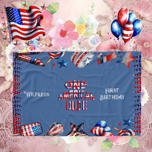 Cobertor De Velo Um americano 4 de julho Red White Blue Birthday
