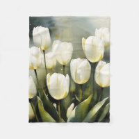 Um bando de Tulipas Brancas em um Jardim Serene