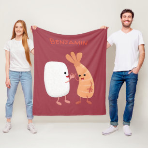 Cobertor De Velo Um desenho animado de amigos de camarão de sushi